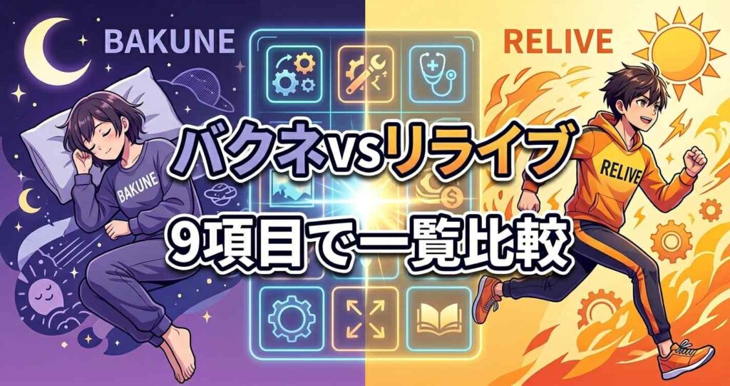 バクネとリライブの違いを9項目で一覧比較