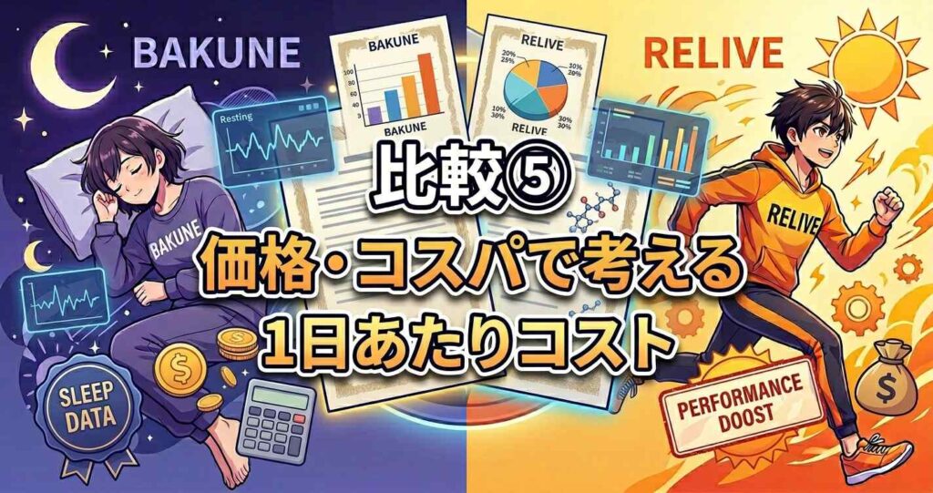 比較5:価格とコスパから考える1日あたりのコスト比較