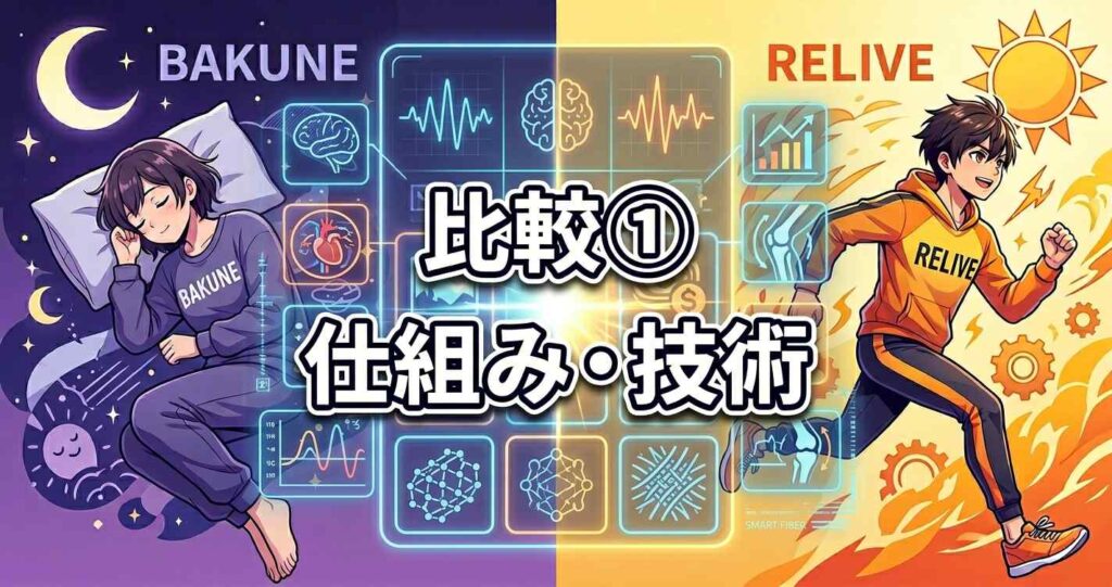 比較1:バクネとリライブの仕組みと技術の違い