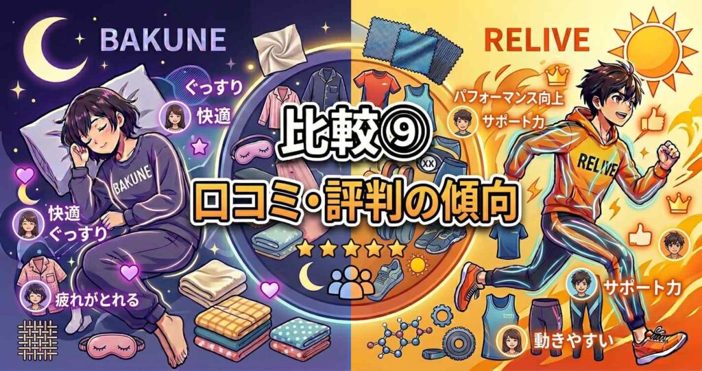 比較9:バクネとリライブの口コミ・評判の傾向