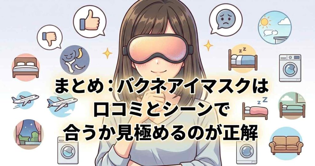口コミと使用シーンからバクネアイマスクが自分に合うか見極めるべきというまとめ