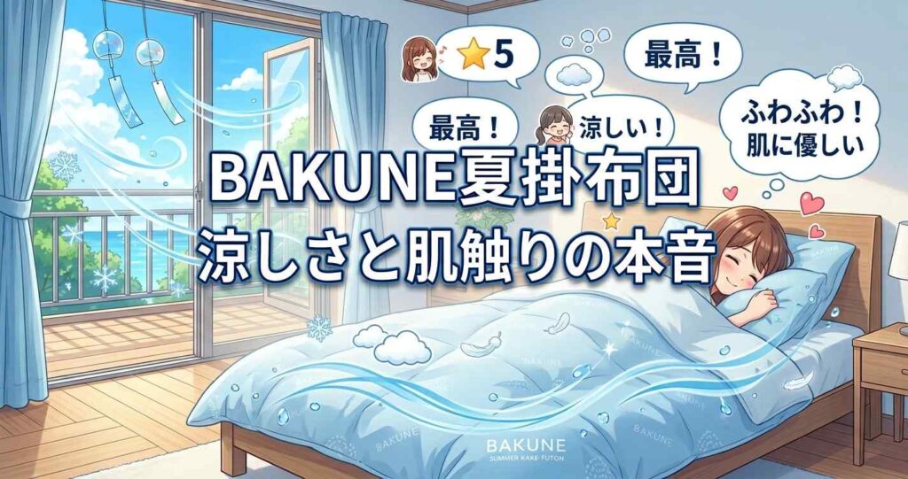 BAKUNE夏用掛け布団の涼しさと肌触りに関する良い口コミ