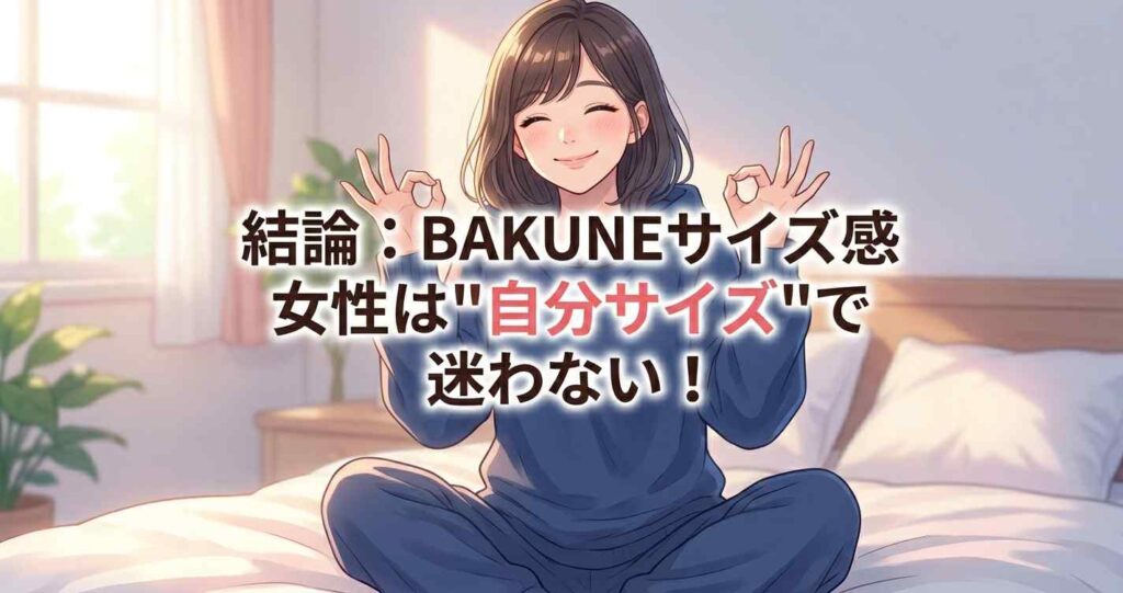 BAKUNEの女性向けサイズ感は自分に合ったサイズ選びが正解であるという結論