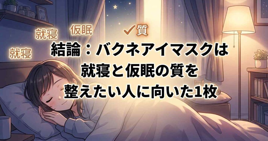 就寝や仮眠の質を整えたい人にバクネアイマスクがおすすめであるという結論