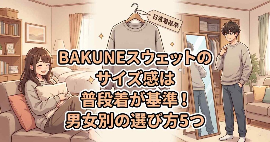 BAKUNEスウェットのサイズ感は普段着が基準。男女別の選び方5つのポイント。