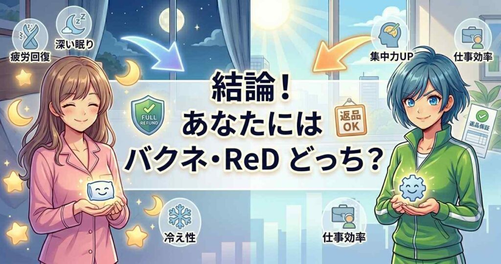 バクネとReDはそれぞれどんな人におすすめかという結論