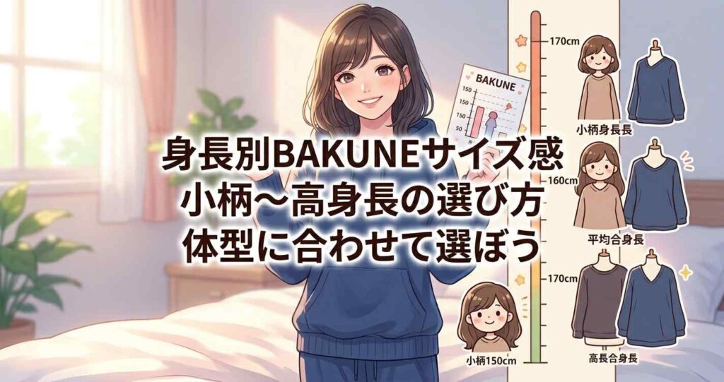 身長別に女性の小柄から高身長までのBAKUNEサイズ選びの目安