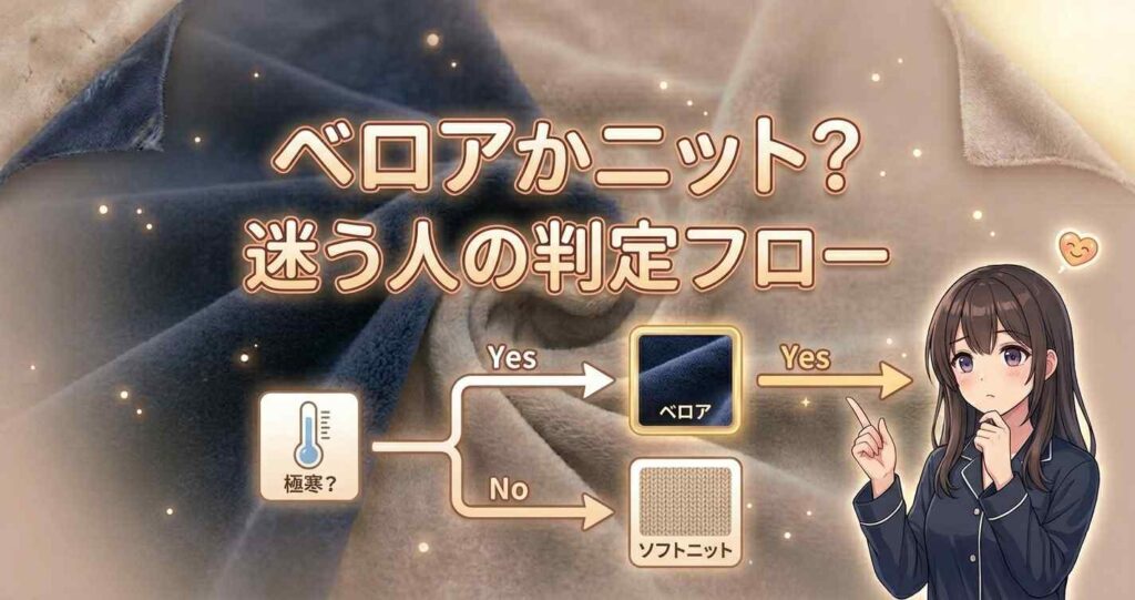BAKUNEのベロアシリーズとソフトニットシリーズのどちらを選ぶべきか迷う人のための判定基準フロー