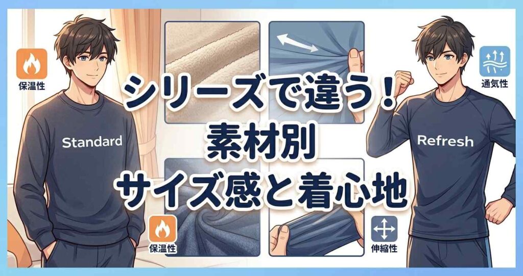 シリーズや素材によって異なるベネクスのリカバリーウェアのサイズ感と着心地の比較