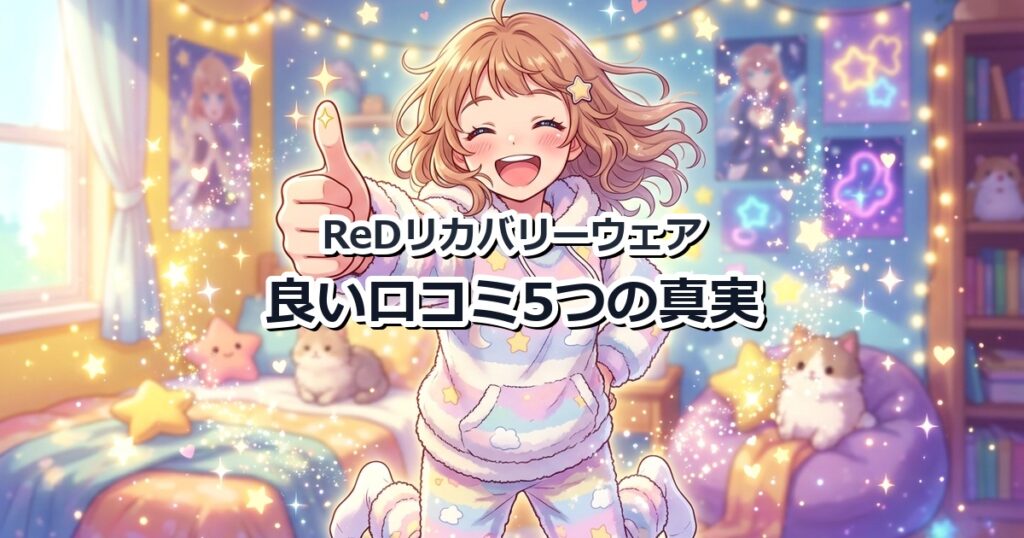 ReDリカバリーウェアを着て親指を立て、満足そうな笑顔を見せるキャラクター