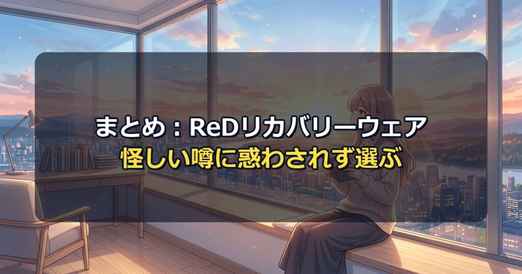 ReDリカバリーウェアは怪しい商品ではないが届出効果の範囲で検討したいというまとめ