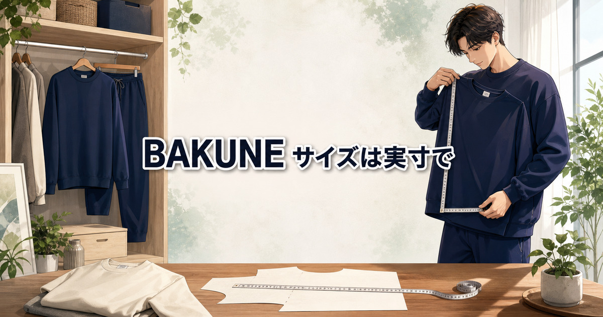 BAKUNEスウェットのサイズを普段着から実寸確認へ進めて決める手順