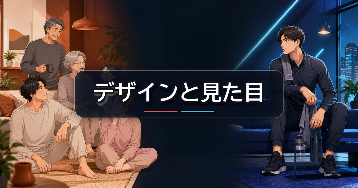 家族で兼用しやすいReDとスポーティなシックスパッドのデザイン