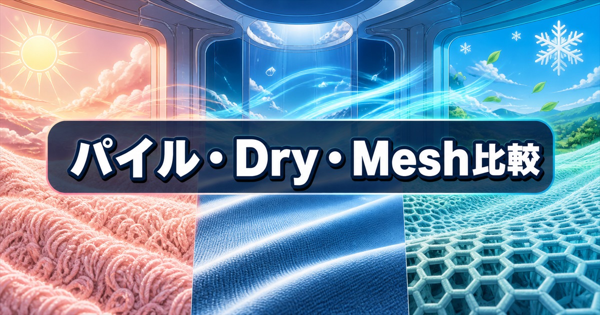 BAKUNEパイルとDry・Meshの暑さや通気性を素材別に比較
