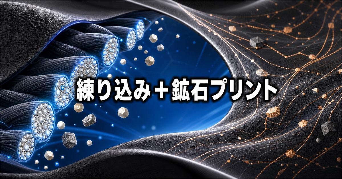 リライブシャツコア 違いの一つであるセラミック練り込みと鉱石プリントの生地構造
