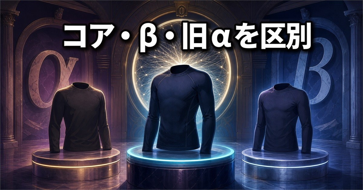 リライブシャツコア 違いとインナーβ・旧αとの区別