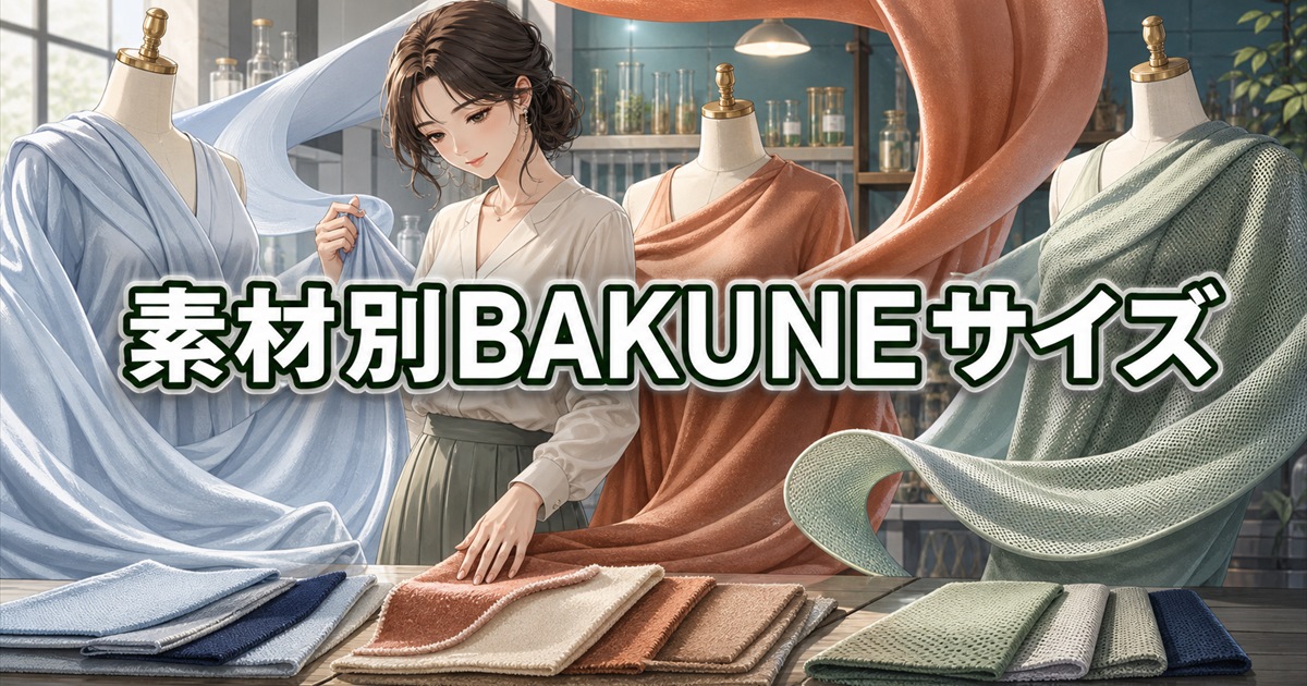 素材とシリーズの違いで微調整する女性のBAKUNEサイズ感