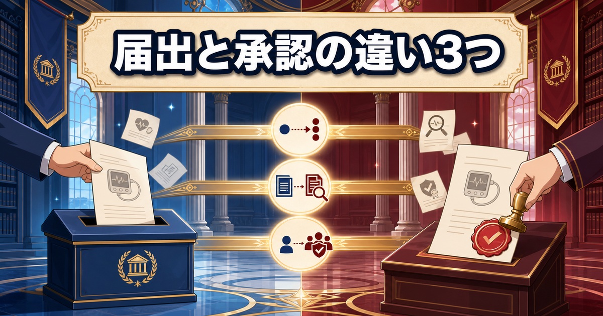 リライブシャツの自主回収を理解するため届出と承認の違い3つを比較する構成
