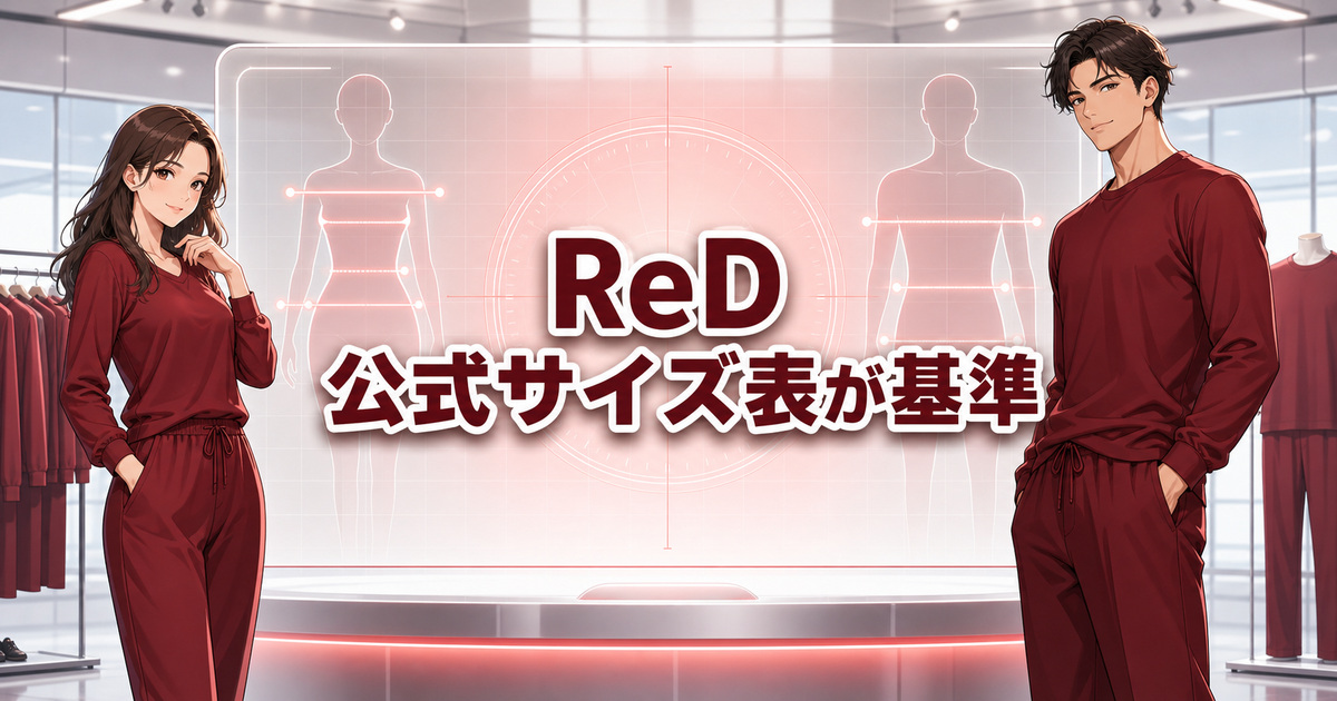ReDリカバリーウェアの公式サイズ表を男女モデルの採寸ガイドと確認する場面