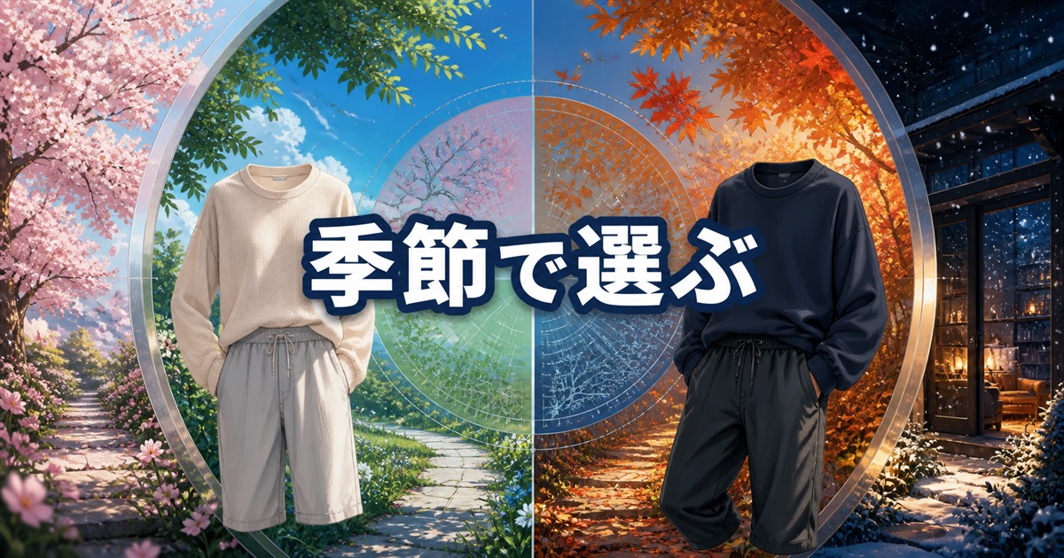 MIGARUライトニットとテックスウェットを着られる季節の違い