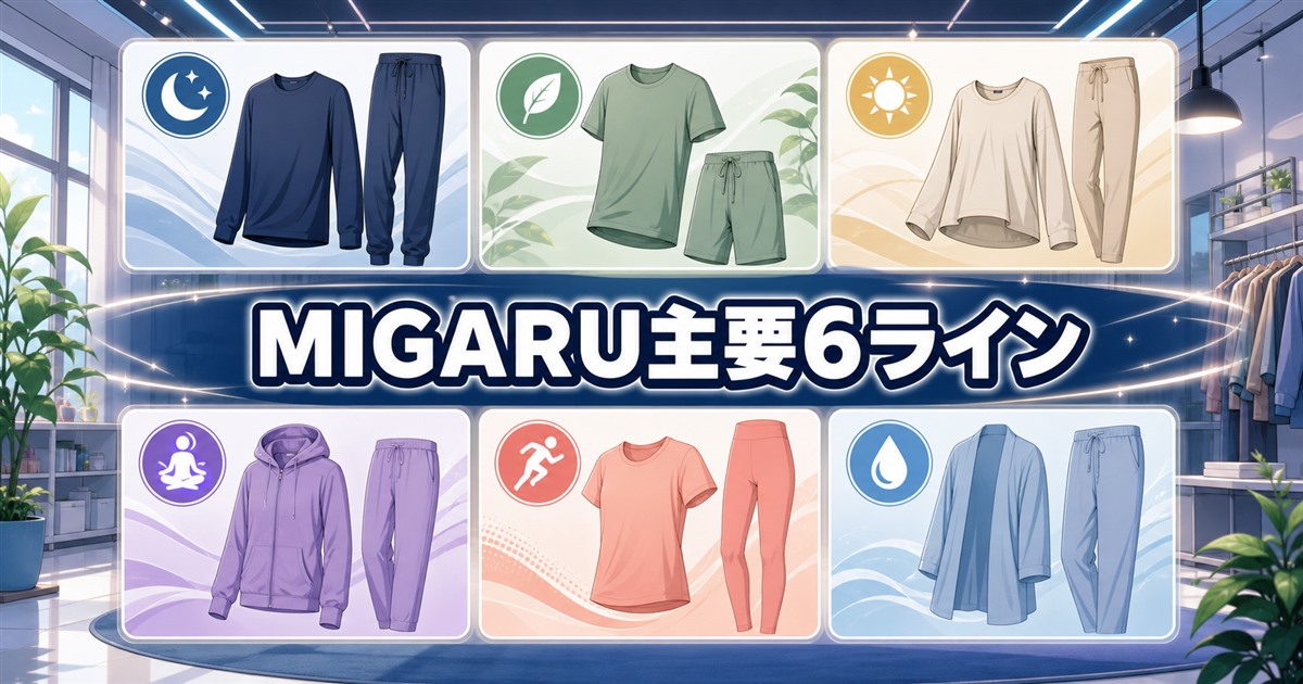 MIGARUの主要6ラインの種類と特徴を一覧比較する