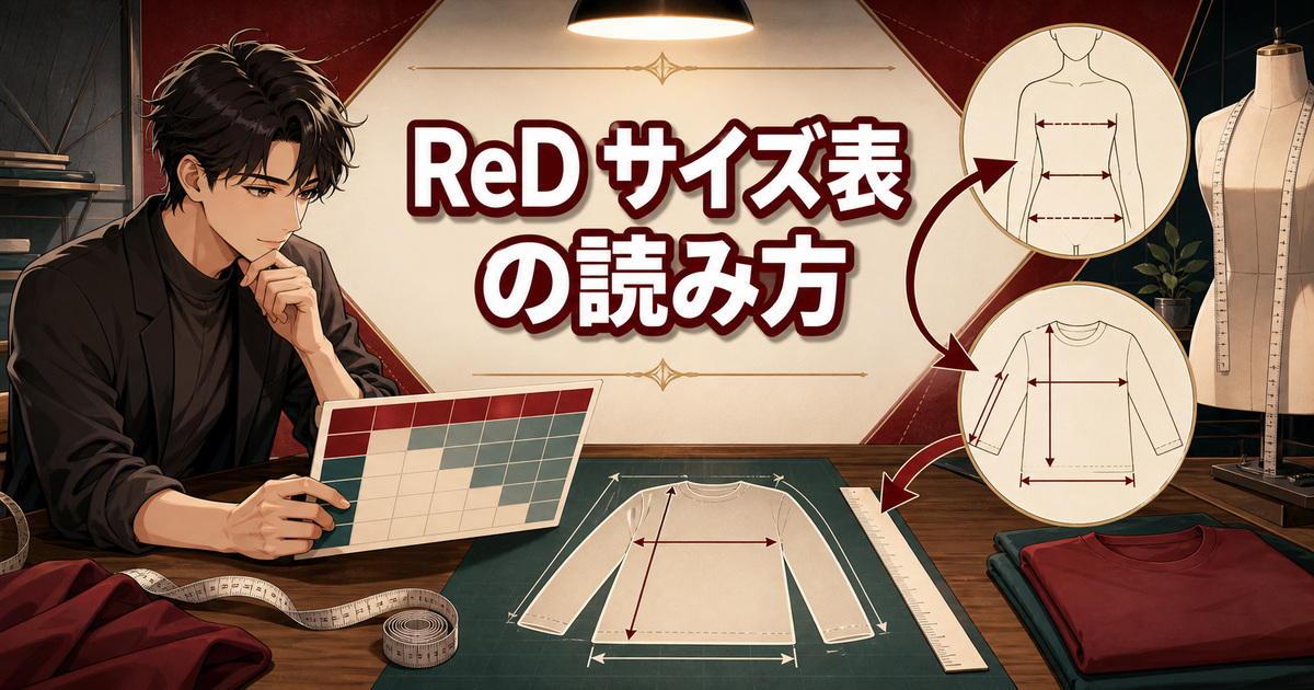 ReDリカバリーウェアのサイズ感をサイズ表と採寸箇所から読み取る場面