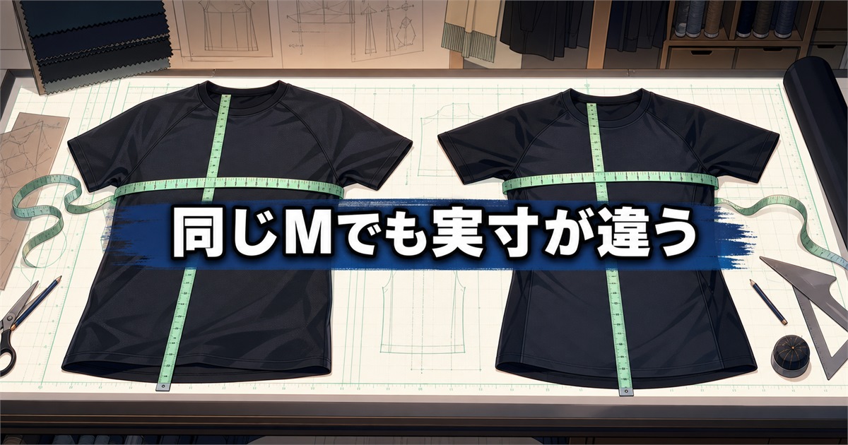 リライブシャツコア 違いとして同じM表記でも異なるサイズ実寸