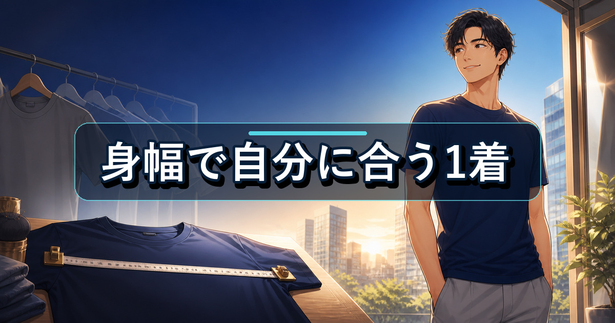 リライブシャツのサイズ感を身幅で確かめ自分に合う一着を決める場面
