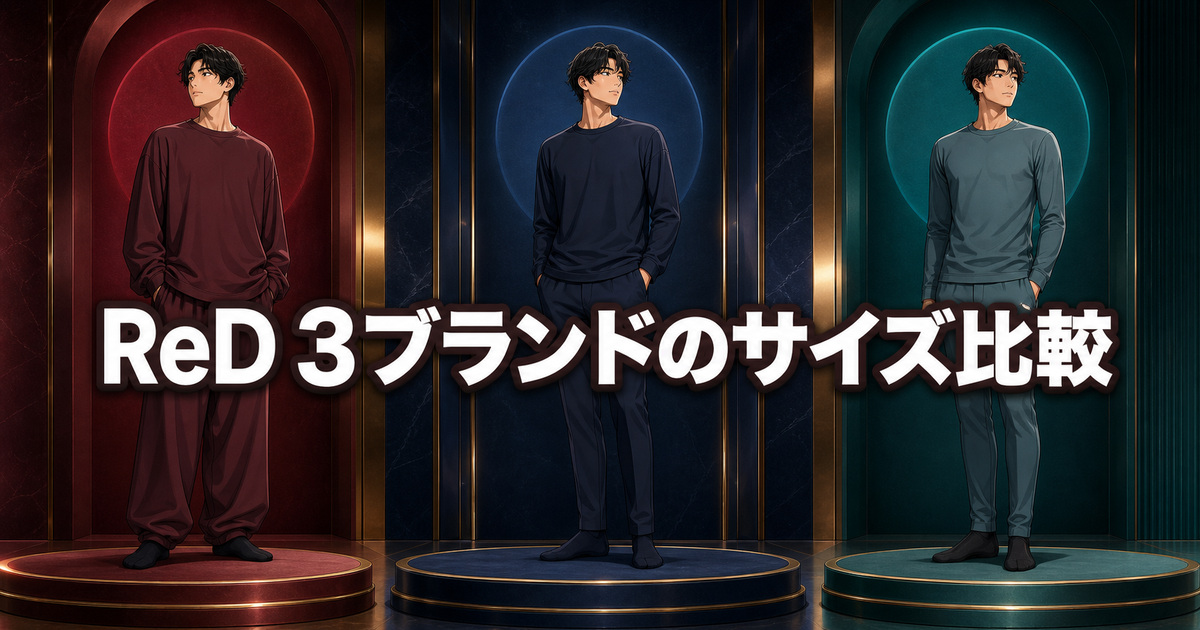 ReD・BAKUNE・VENEXのリカバリーウェアのサイズ感を3種類の着用シルエットで比較