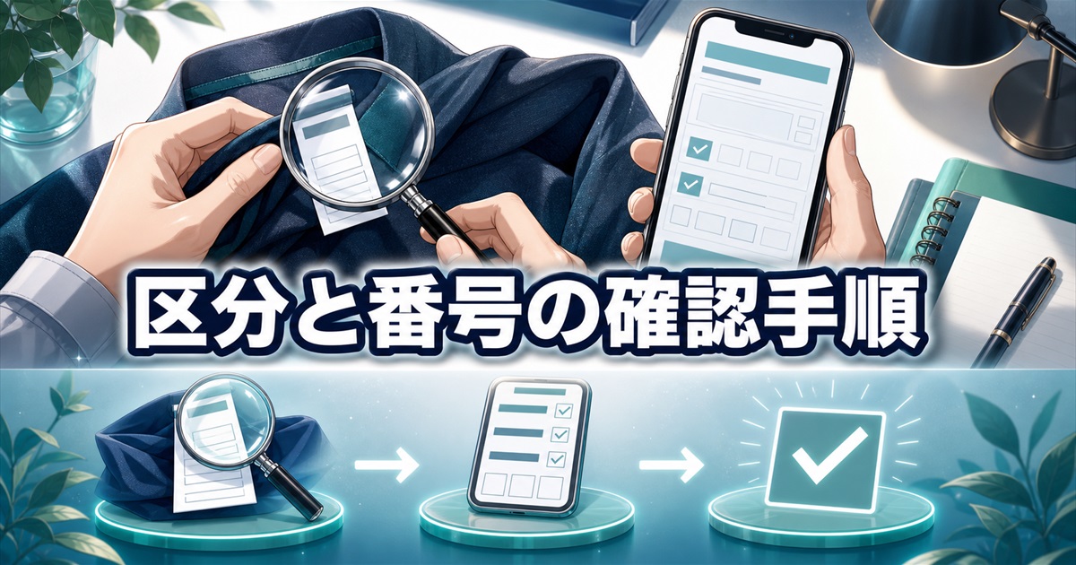 リカバリーウェア 一般医療機器の区分と届出番号を、タグと検索画面で確かめる手順