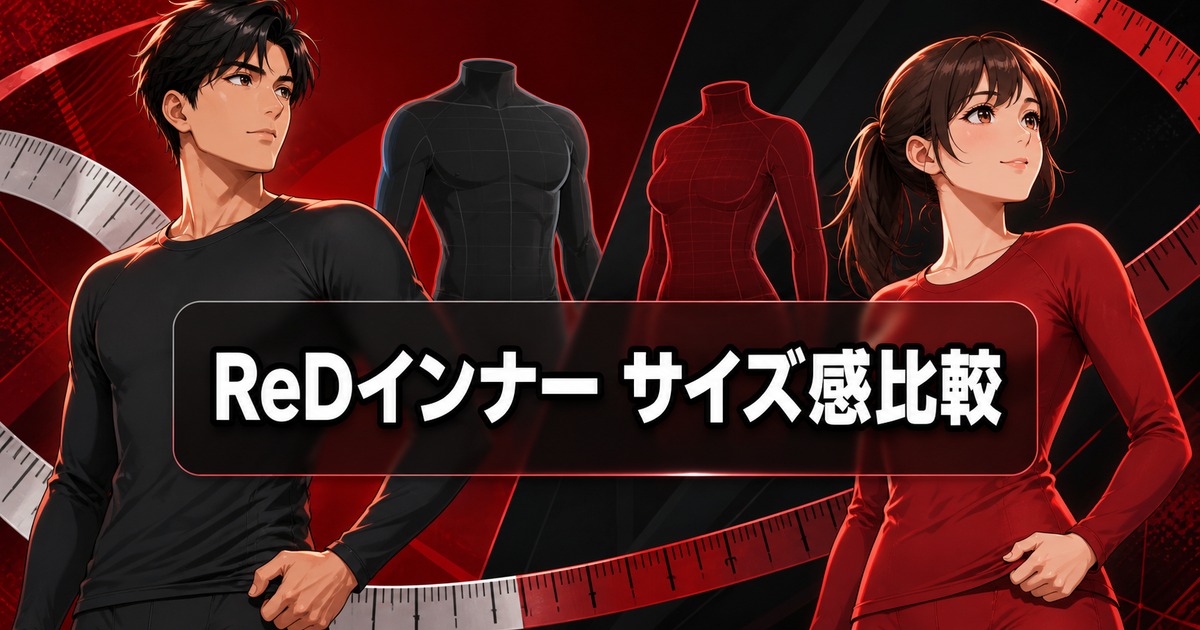 ReD インナーのサイズ感を男女で比較し、メジャーで選び方を確認する場面