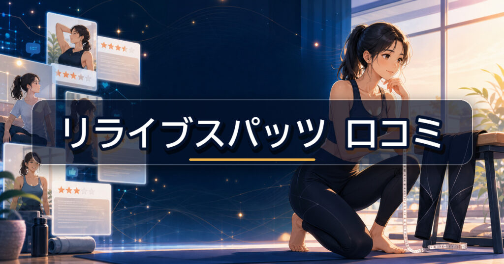 リライブスパッツの口コミを確認しながらサイズを測る女性