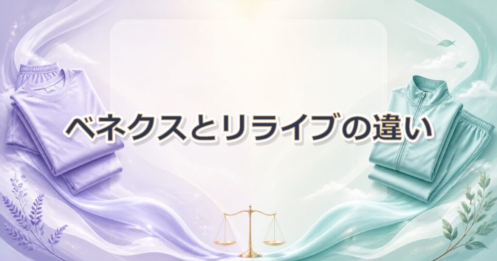 ベネクスとリライブの違いを左右のリカバリーウェアで表した構成