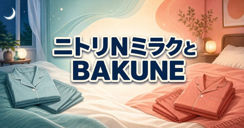 ニトリNミラクとBAKUNE Dryを比較する記事の見出し