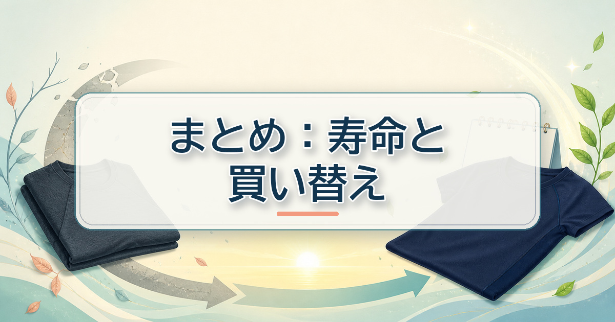 リカバリーウェアの寿命と買い替え時期を示す新旧ウェアの循環
