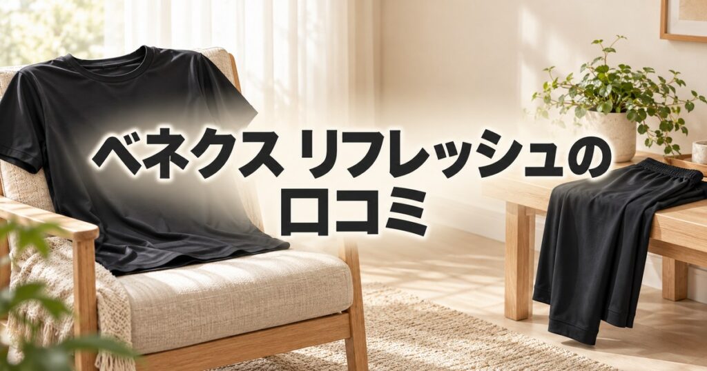 ベネクス リフレッシュの口コミと黒の半袖Tシャツ・パンツ