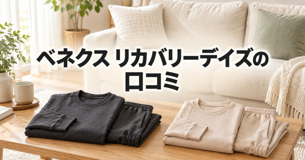 ベネクス リカバリーデイズの口コミとファントムブラック・ベージュの長袖上下